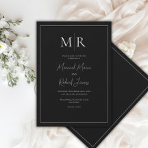 Elegante Monogramm Hochzeit Schwarz & Weiß Modern