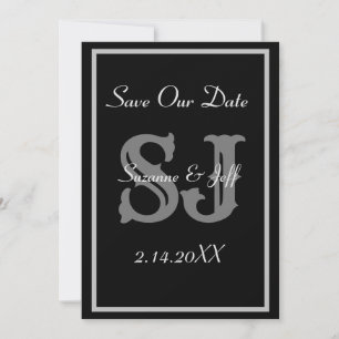 Elegante Monogramm-Hochzeit - Terminankündigung Einladung