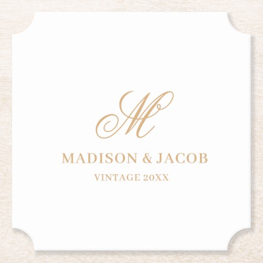 Elegante Monogramm-Hochzeit Untersetzer (Vorderseite)