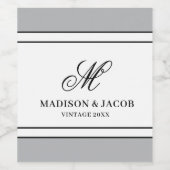 Elegante Monogramm-Hochzeit Weinetikett (Einzelnes Label)