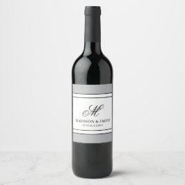 Elegante Monogramm-Hochzeit  Weinetikett