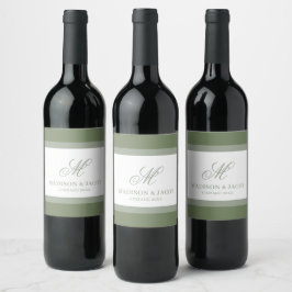 Elegante Monogramm-Hochzeit  Weinetikett