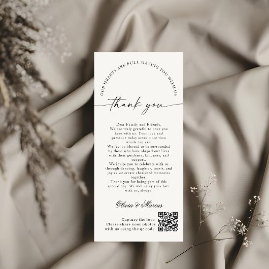 Elegante Monogramm-Hochzeits-Dankeskarten-QR-Code Dankeskarte