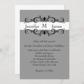 Elegante Monogramm-Hochzeits-Einladung verzeichnet Einladung (Vorne/Hinten)