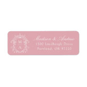 Elegante Monogramm-Hochzeitsadresse in Rosarot (Vorne)