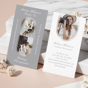 Elegante Monogramm-Hochzeitsfotografen-Torbogen-Fo Visitenkarte