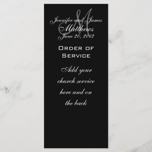 Elegante Monogramm-Hochzeitsprogramme Programm (Vorderseite)