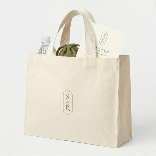 Elegante Monogramm-Hochzeitswillkommens-Tasche Mini Stoffbeutel