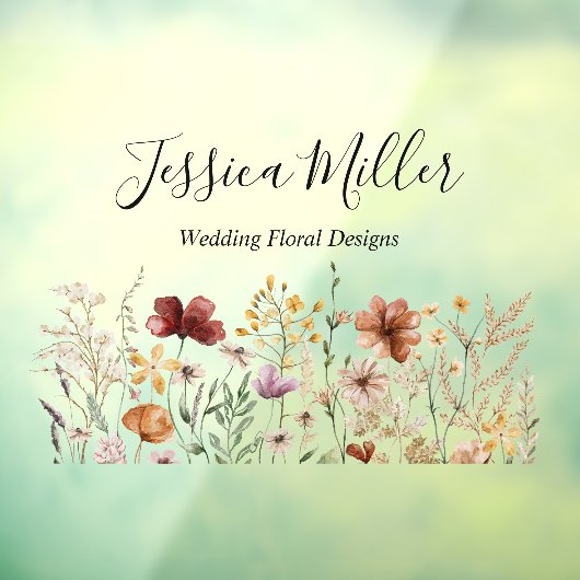 Elegante Monogramm Hübsche Aquarellfarben-Wildblum Fensteraufkleber (Blatt 3)