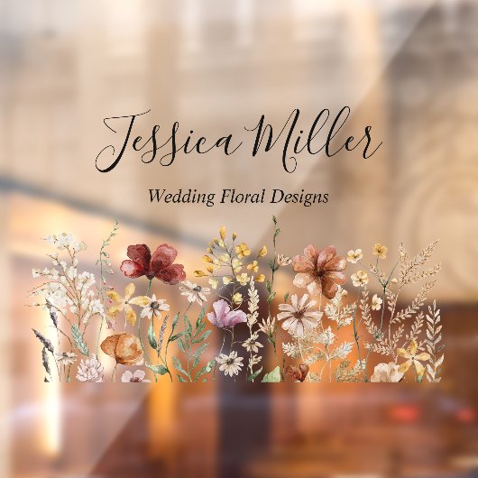 Elegante Monogramm Hübsche Aquarellfarben-Wildblum Fensteraufkleber (Blatt 2)