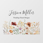 Elegante Monogramm Hübsche Aquarellfarben-Wildblum Fensteraufkleber (Blatt)