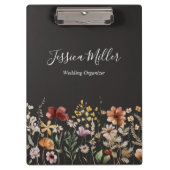 Elegante Monogramm Hübsche Aquarellfarben-Wildblum Klemmbrett (Vorderseite)