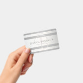 Elegante Monogramm-Imitate Silberglänzende graue S Ausweis (Handheld)