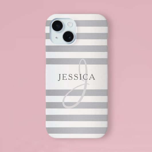 Elegante Monogramm-Imitate Silberglänzende graue S Case-Mate iPhone Hülle