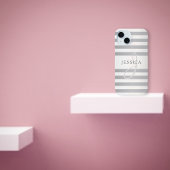 Elegante Monogramm-Imitate Silberglänzende graue S Case-Mate iPhone Hülle