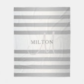 Elegante Monogramm-Imitate Silberglänzende graue S Fleecedecke (Vorderseite)