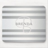 Elegante Monogramm-Imitate Silberglänzende graue S Mousepad (Vorne)