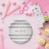 Elegante Monogramm-Imitate Silberglänzende graue S Pappteller (Party)