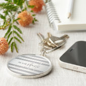 Elegante Monogramm-Imitate Silberglänzende graue S Schlüsselanhänger (Seite)