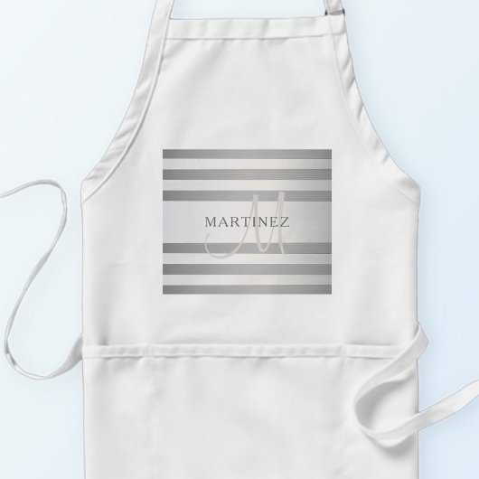 Elegante Monogramm-Imitate Silberglänzende graue S Schürze