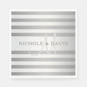 Elegante Monogramm-Imitate Silberglänzende graue S Serviette (Vorderseite)