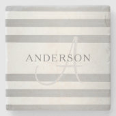 Elegante Monogramm-Imitate Silberglänzende graue S Steinuntersetzer (Vorderseite)