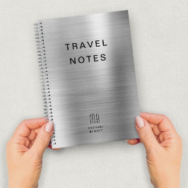 Elegante Monogramm-Imitate Silver GrayTravel Notizblock