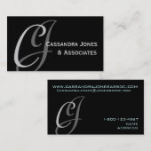 Elegante Monogramm individuell anpassbare Black Bu Visitenkarte (Vorne/Hinten)