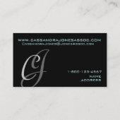 Elegante Monogramm individuell anpassbare Black Bu Visitenkarte (Rückseite)