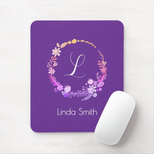 Elegante Monogramm-Initiale mit individuellem Name Mousepad (Mit Mouse)