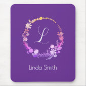 Elegante Monogramm-Initiale mit individuellem Name Mousepad (Vorne)