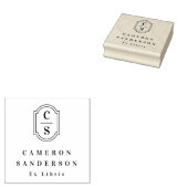 Elegante Monogramm-Initialen Ex Libris Buch Gummistempel (Stempel)