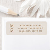 Elegante Monogramm-Initialen hellbraune Rücksendea (Insitu)
