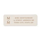 Elegante Monogramm-Initialen hellbraune Rücksendea (Vorne)