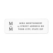 Elegante Monogramm-Initialen minimale Rücksendeadr (Vorne)