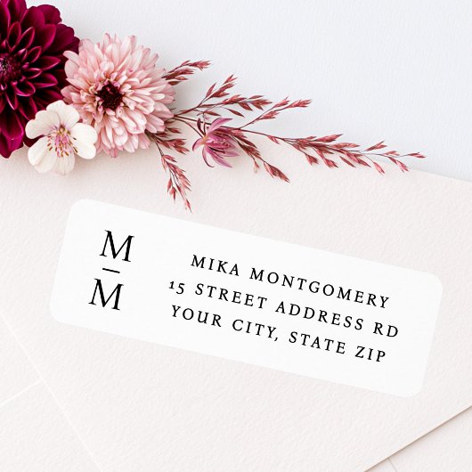Elegante Monogramm-Initialen minimale Rücksendeadr