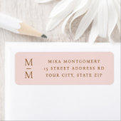 Elegante Monogramm-Initialen rosa Rücksendeadresse (Insitu)