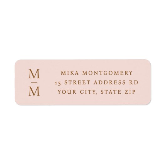 Elegante Monogramm-Initialen rosa Rücksendeadresse (Vorne)
