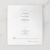 Elegante Monogramm-Initialen, stilvoll, weiße Hoch Platzkarte (Außenseite Aufgefaltet)