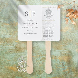 Elegante Monogramm-Initialien Hochzeitsprogramm Fächer