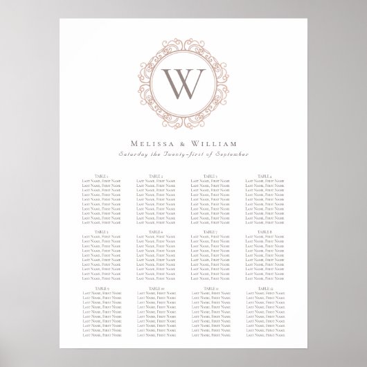 Elegante Monogramm-Insignien für Hochzeiten Poster (Vorne)