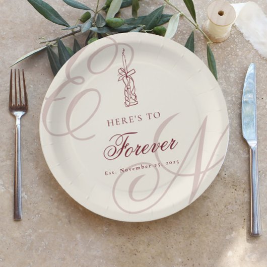 Elegante Monogramm-Kalligrafie-Hochzeit Pappteller