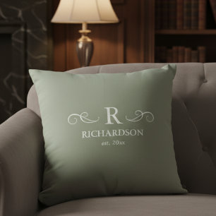 Elegante Monogramm-Kissenhülle Sage Kissen