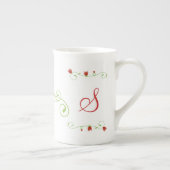 Elegante Monogramm-Knochen-China-Tasse Porzellantasse (Rechts)