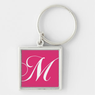 Elegante Monogramm M Rosa Schlüsselanhänger Favors