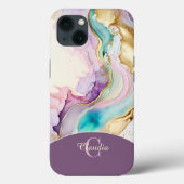 Elegante Monogramm-Marmor-Flüssigtinte Case-Mate iPhone Hülle (Rückseite)