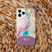 Elegante Monogramm-Marmor-Flüssigtinte Case-Mate iPhone Hülle