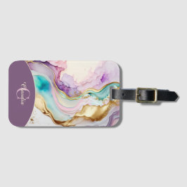 Elegante Monogramm-Marmor-Flüssigtinte Gepäckanhänger