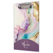 Elegante Monogramm-Marmor-Flüssigtinte Klemmbrett (Links)