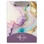 Elegante Monogramm-Marmor-Flüssigtinte Klemmbrett (Vorderseite)